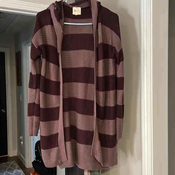 Purple Striped Long Cardigan main image 1